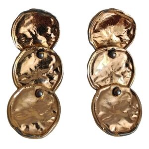 Signed Ciner Hammered Discs Earrings